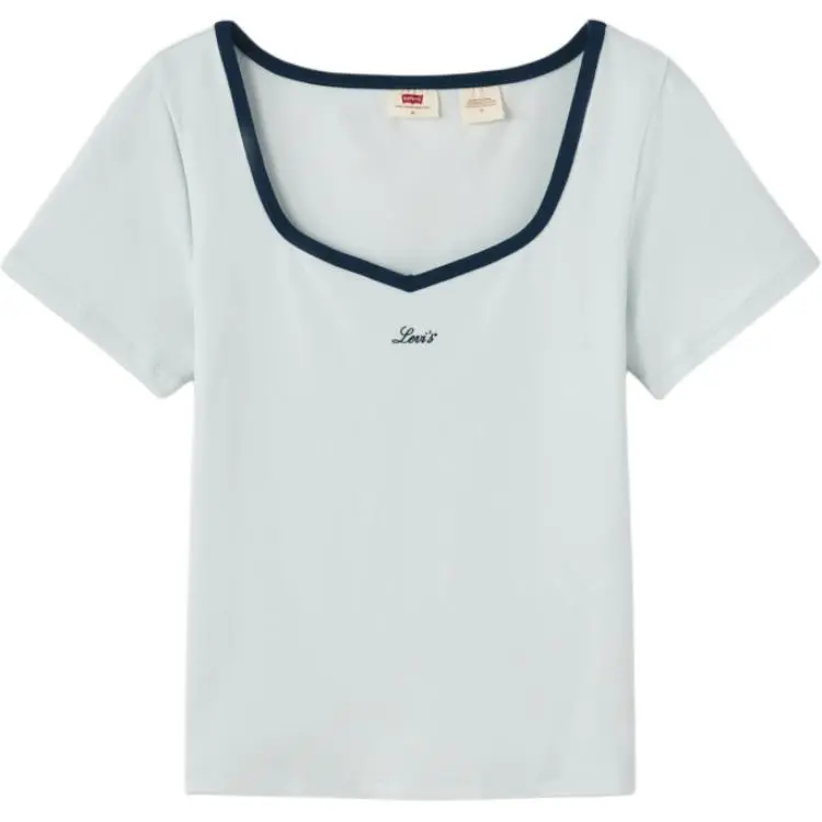 Levi's T-Shirts Women's Light Blue Crew Neck Moderate