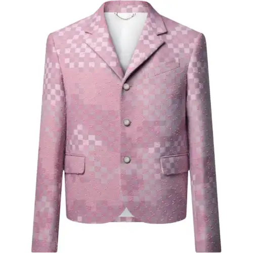Louis Vuitton Made To Order Cropped Damoflage Tweed Jacket