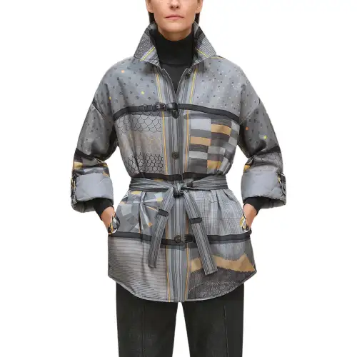 HERMES Shirts Women's Sky Fairy Gray Lapel Moderate Straight Fit
