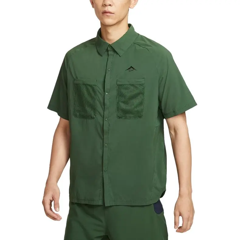 Nike Clothing Shirts Men's Green Lapel Moderate