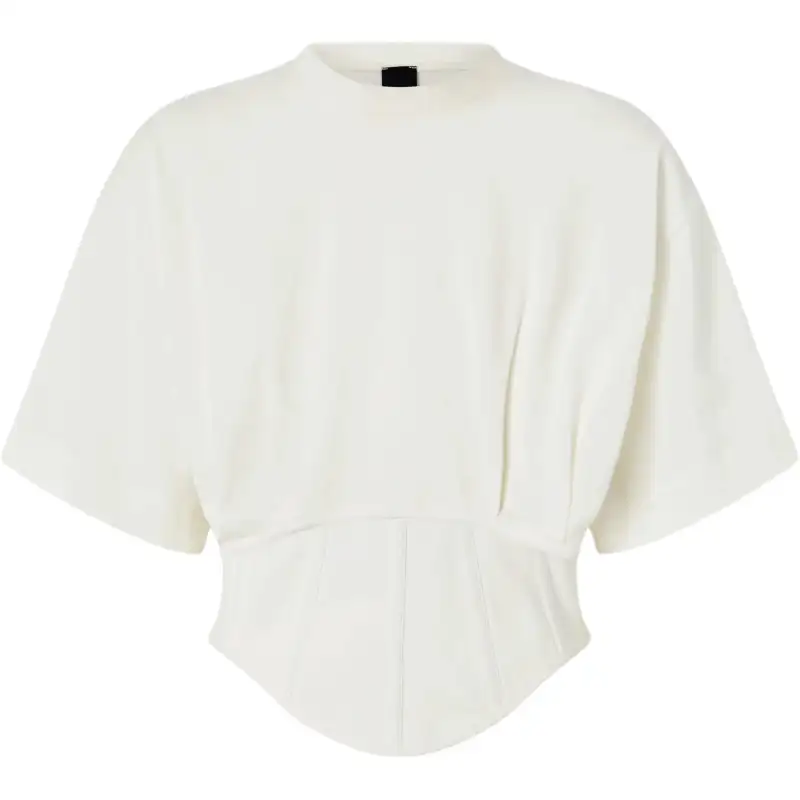 PINKO Crooked brace with a round collar, white T-shirt, with short sleeve