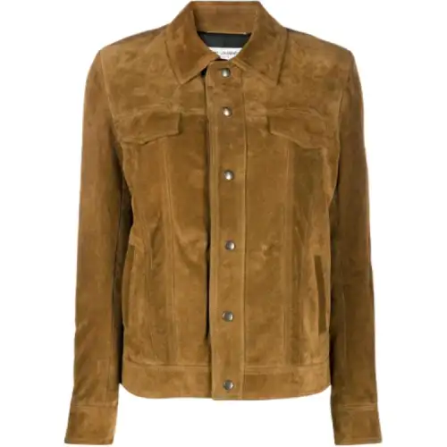 SAINT LAURENT Leather Jackets Women's Umber Lapel Moderate Other