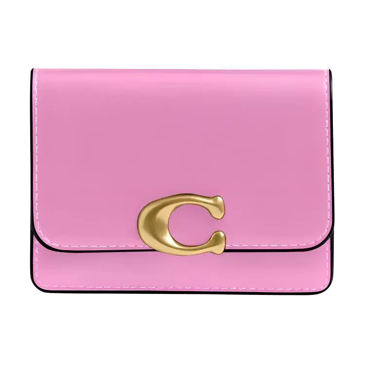 COACH Bandit Calfskin Card Holder Mini Women's Fuchsia