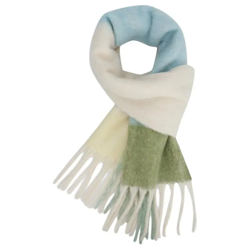 CALVIN KLEIN Polyester Acrylic Polyamide Sheep Wool Knit Scarves Men's Blue Beige Matcha