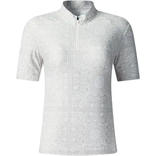 FILA Explorer T Shirts Women's All Over Print Stand Collar Moderate Straight Fit