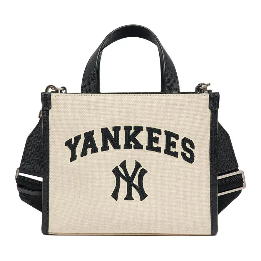 MLB New York Yankees Polyester Tote Bag, Commute Bag, Crossbody Bag Unisex Black & White