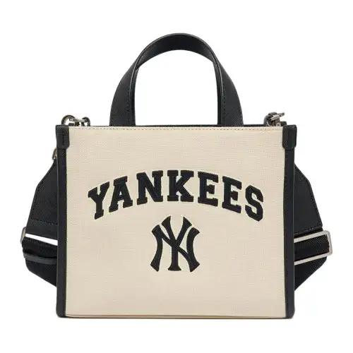MLB New York Yankees Polyester Tote Bag, Commute Bag, Crossbody Bag Unisex Black & White