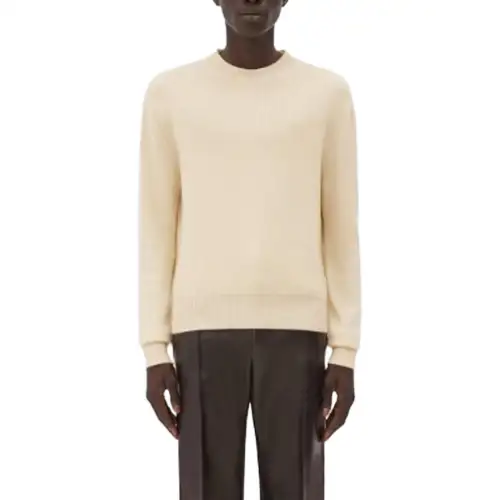 Bottega Veneta Cashmere Sweaters Men's Beige Yellow Crew Neck Moderate