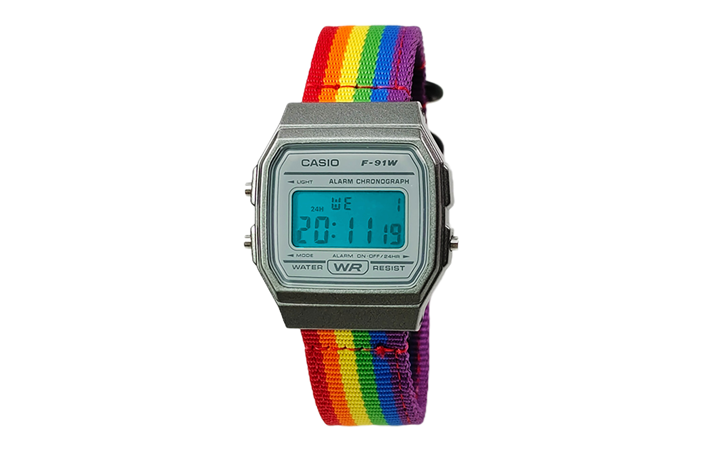 Casio, classic retro modified quartz nylon green watch strap for men and women, dial, custom-made, quartz mechanism, Japanese and Korean
