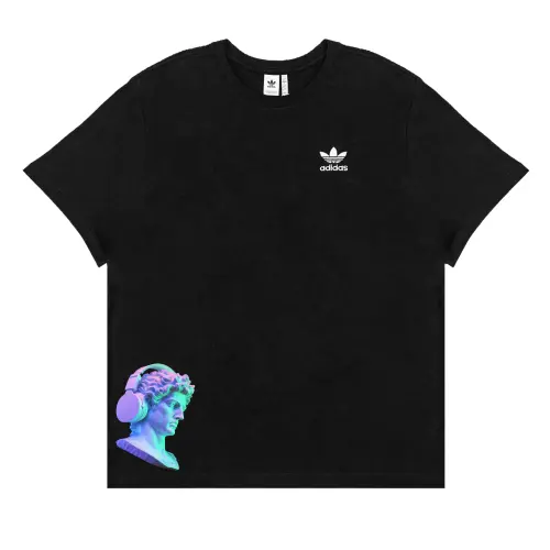 Adidas Originals B+F TREFOIL American Vintage Logo Print Loose Fit Crew Neck Short Sleeved T Shirts Men's