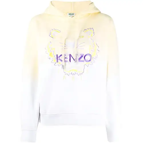 KENZO Sweatshirts Women's Yellow White Gradient Hooded Moderate Regular