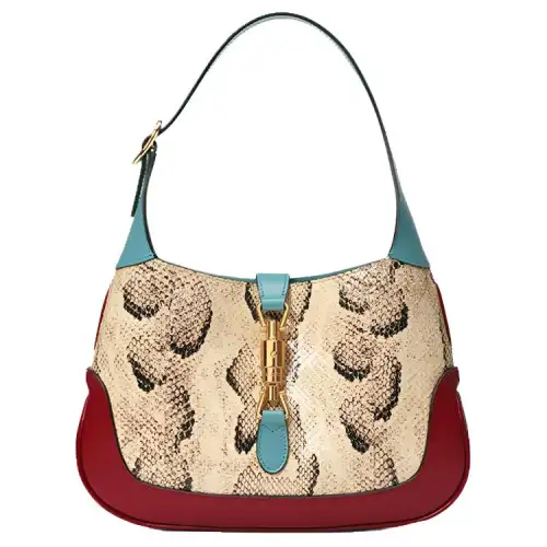 GUCCI Jackie 1961 Python Skin Crescent Shoulder Bag Shoulder Bag Regular Women's Red Blue Multicolor