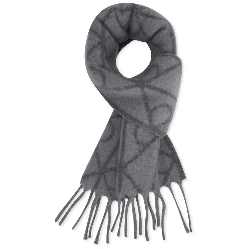 CALVIN KLEIN Acrylic Polyamide Sheep Wool Knit Scarves Men's Dark Gray