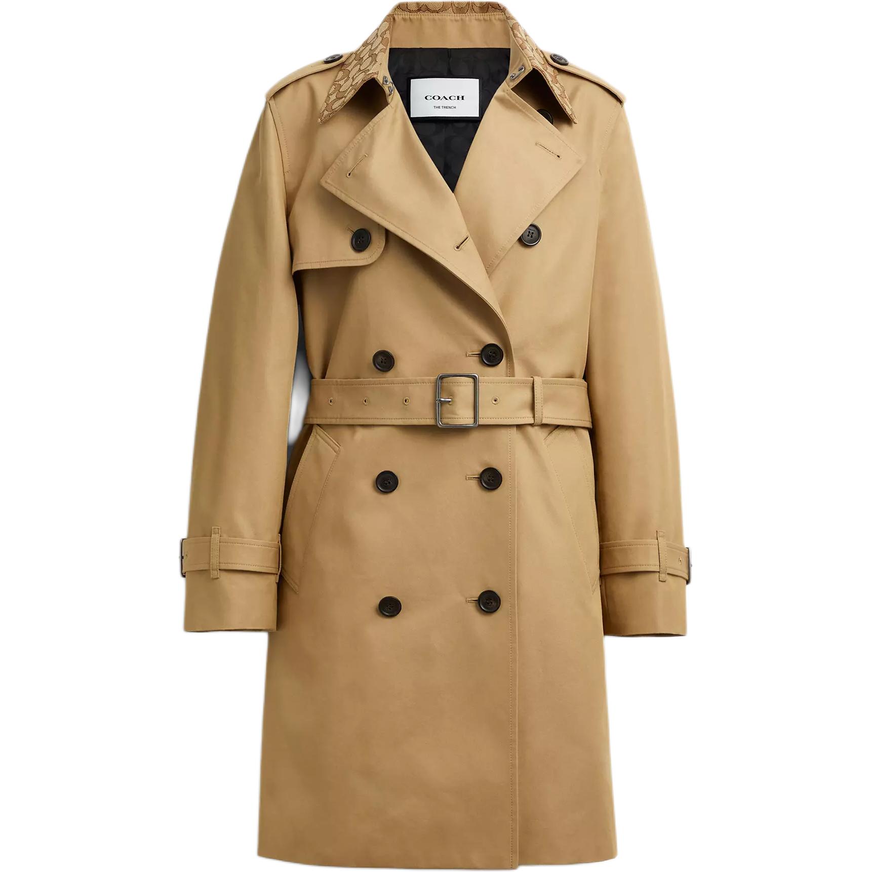 COACH Trench Coats Women's Brown Lapel Moderate