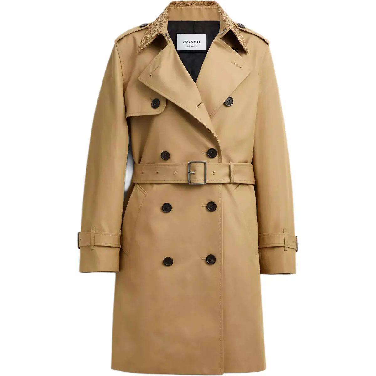 COACH Trench Coats Women's Brown Lapel Moderate
