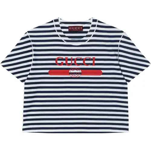 GUCCI Logo Printed Striped T Shirt