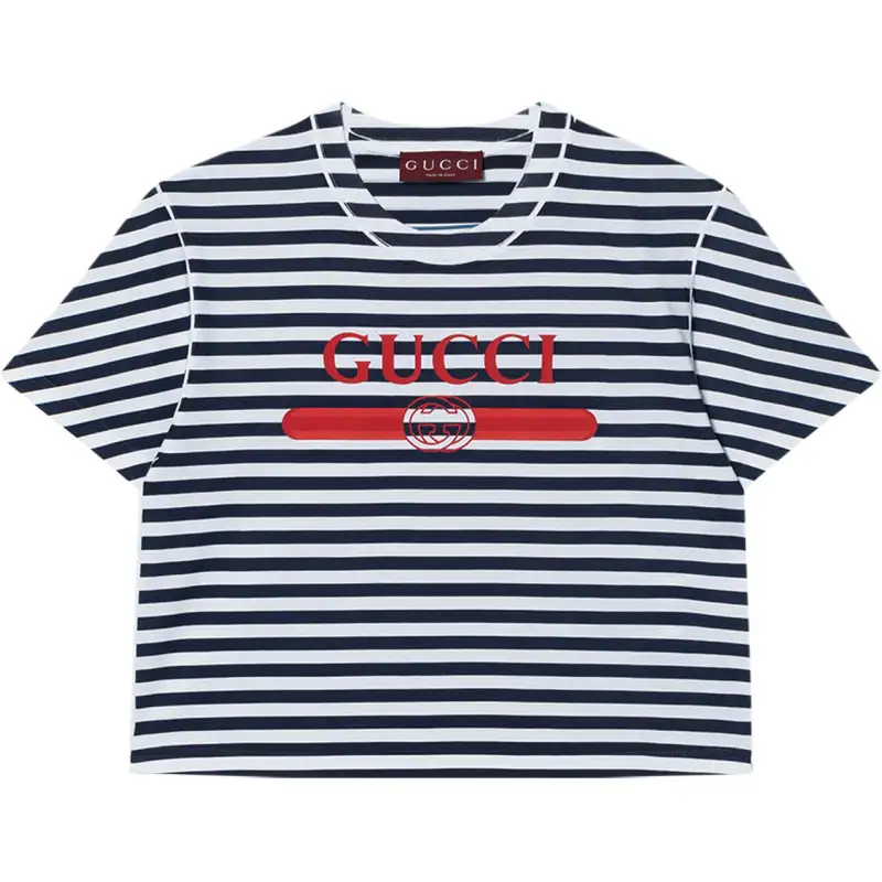 GUCCI Logo Printed Striped T Shirt