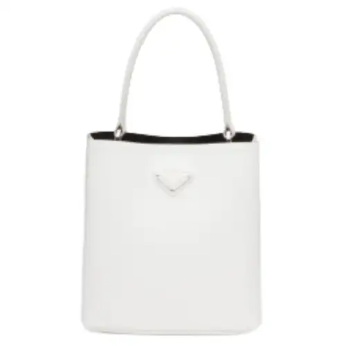 PRADA Panier Leather Handbag Women's White