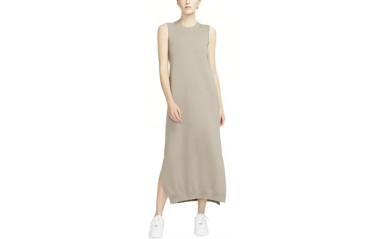 Nike Sleeveless Dresses Women's Stone Color Crew Neck Moderate Long