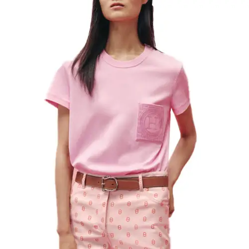 HERMES T Shirt Women's Rose Pink