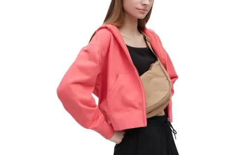 UNIQLO Sweatshirts Women's Peach Pink Hooded Moderate Cardigan