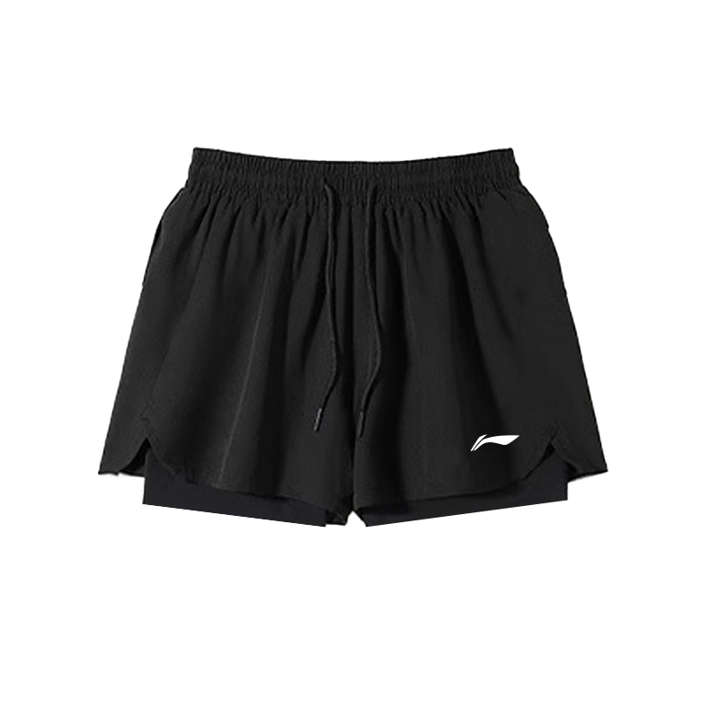 Li Ning Sports Shorts Women’s Classic Black Women’s Fit Thin Mock Two Piece
