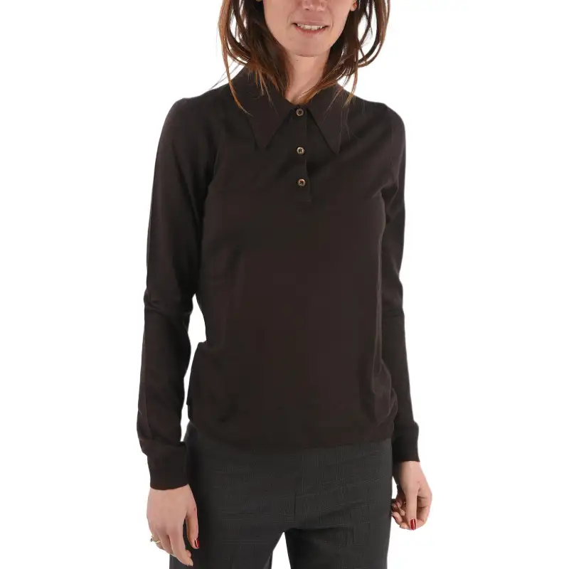 PRADA Polo Shirts Women's Brown Polo Collar Moderate Other