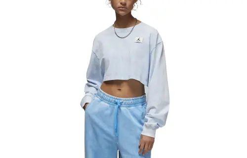 Jordan Crop Tops Women's Blue Crew Neck Moderate