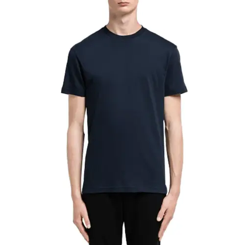 PRADA T Shirts Men's Dark Blue Crew Neck Moderate Straight Fit