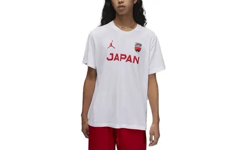 Jordan T Shirts Men's White Crew Neck Moderate Straight Fit