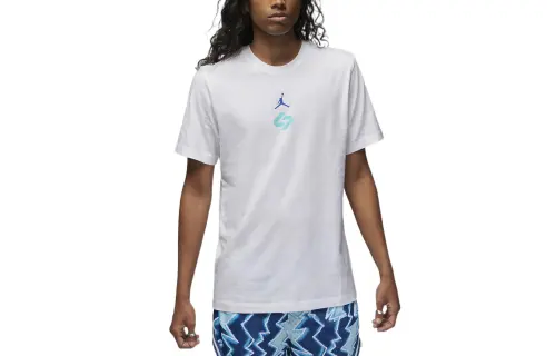 Jordan T Shirts Men's White Crew Neck Moderate Straight Fit