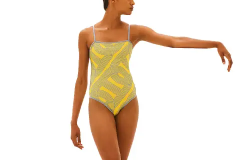 HERMES One Piece Swimsuits Women's Yellow Triangle One Piece Swimsuit
