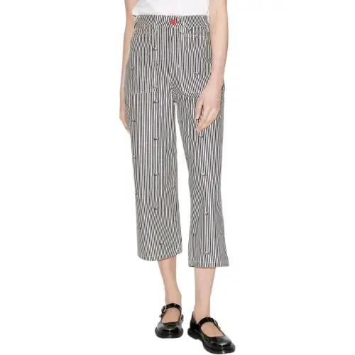 Kenzo High Waist Striped Cropped Jeans