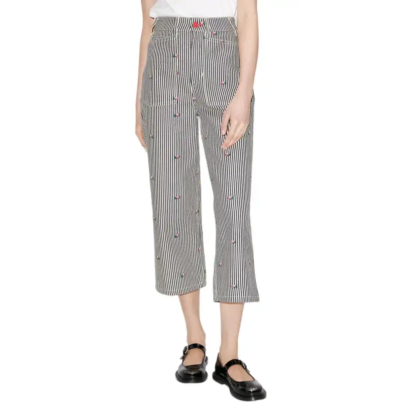 Kenzo High Waist Striped Cropped Jeans