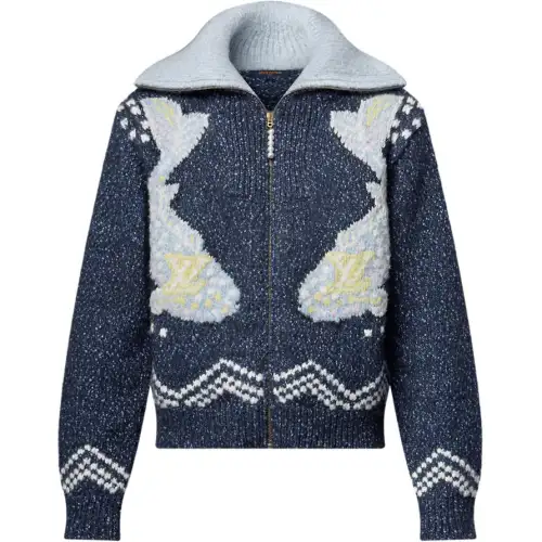 LOUIS VUITTON Zippered Knitted Blouson