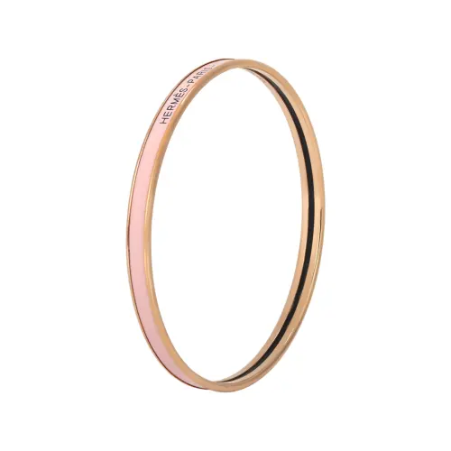 HERMES Enamel Rose Gold Plated Bangles Women's Rose Gold, Pure Pink