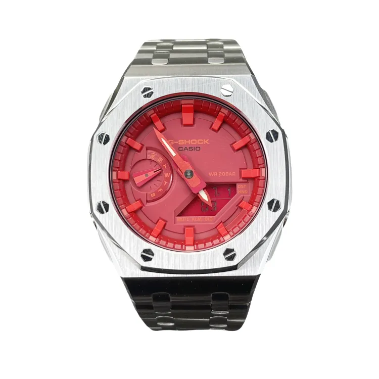 CASIO Custom Collection Quartz Movement Stainless Steel Watchband Watch Men's Watches Red Watch Dial