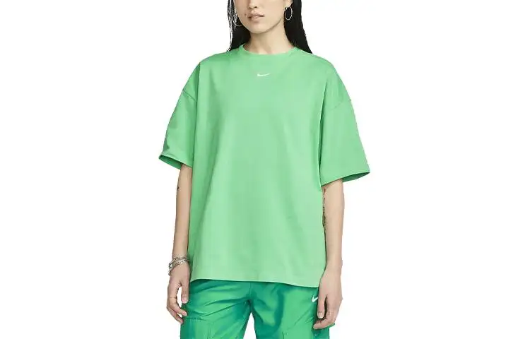 Nike Sportswear T Shirts Women's Neon Green Crew Neck Moderate Straight Fit