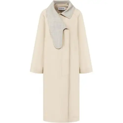 LOEWE Trench Coats Women's Beige Lapel Moderate