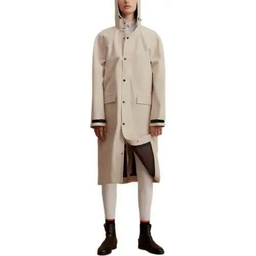 HERMES Coats Women's Ecru Hooded Moderate