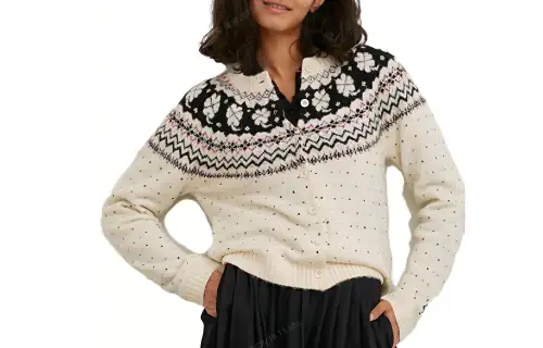 UNIQLO X IDLF Knitwear Women's Ivory Crew Neck Moderate Cardigan