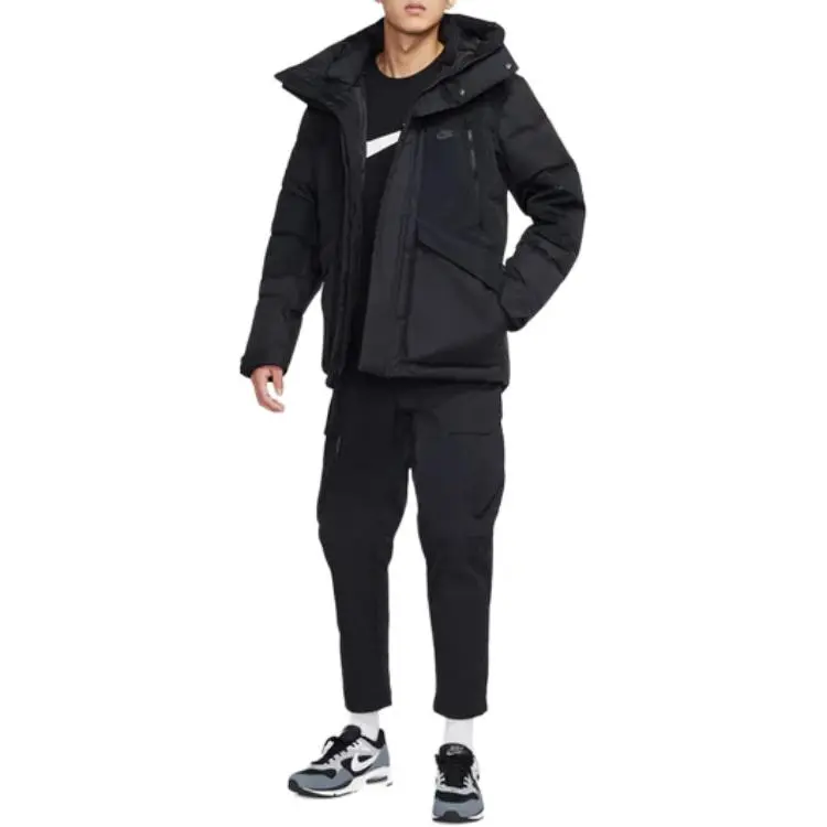 Nike Down Jackets Men's Black Hooded (Non-detachable) Moderate