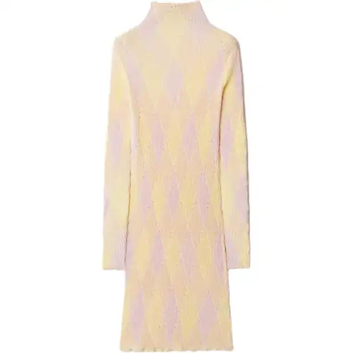 Burberry Argyle Ribbed-Knit Long Sleeved Dress