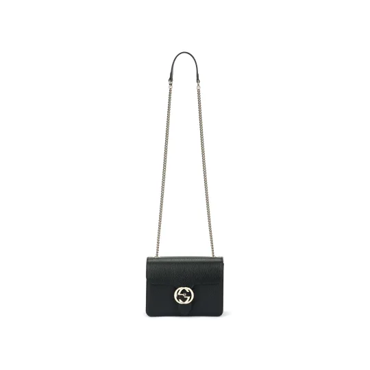 GUCCI Cow Leather Messenger Bag, Trunk Bag, Crossbody Bag, Shoulder Bag Women's Black