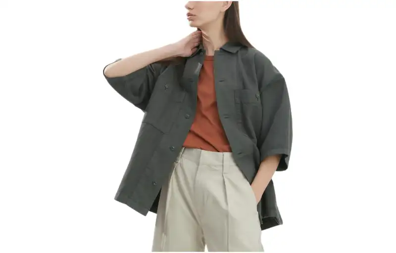 UNIQLO Shirts Women's Dark Gray Lapel Moderate Workwear