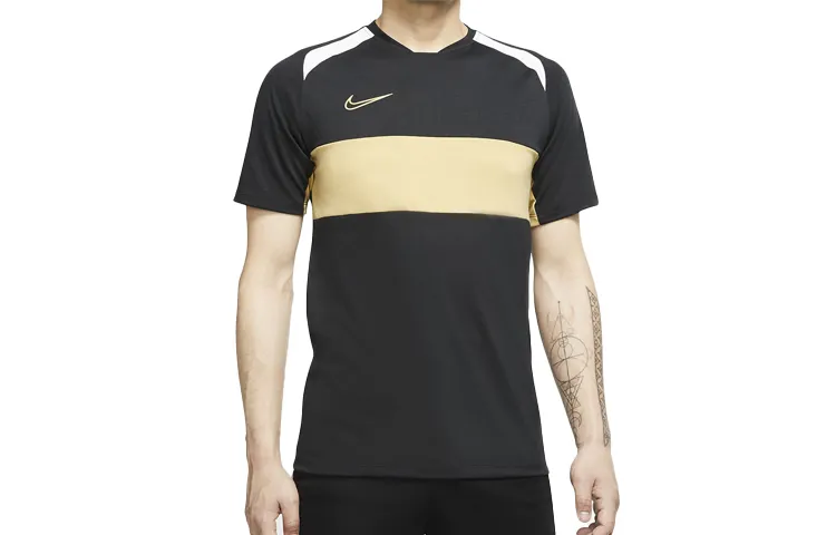 Nike Dri-Fit Soccer Jerseys Men's Black White Gold Moderate Straight Fit