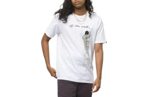 Vans T Shirts Men's White Crew Neck Moderate Straight Fit