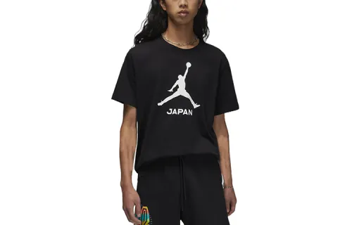 Jordan T Shirts Men's Black Crew Neck Moderate Straight Fit