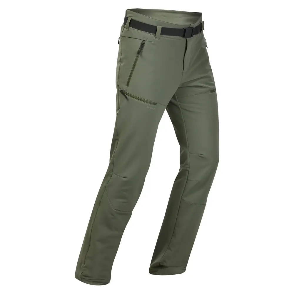 Decathlon DECATHLON SH500 QUECHUA waterproof, windproof and velvet warm, simple breathable elastic soft shell hiking and mountaineering pants, men's khaki gray