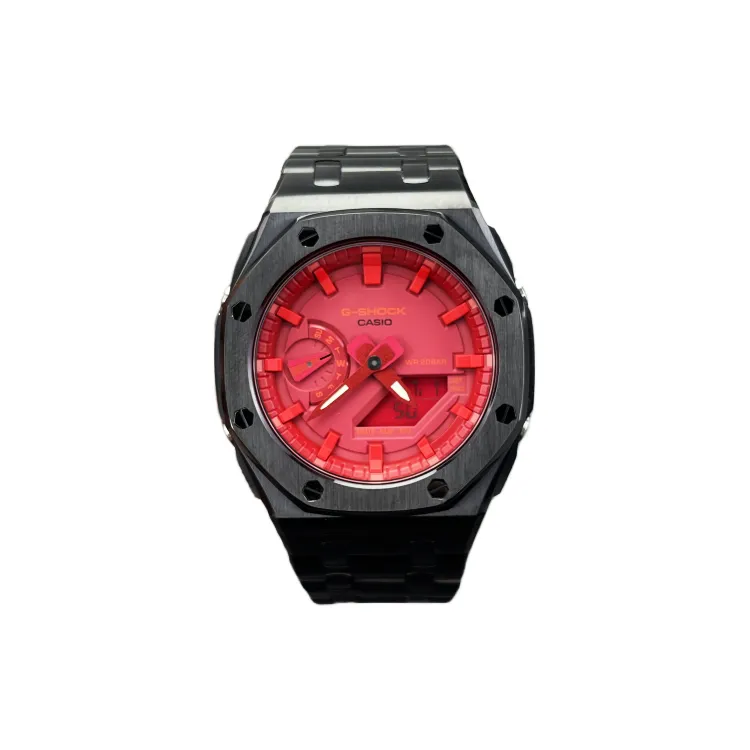 CASIO Custom Collection Quartz Movement Stainless Steel Watchband Watch Men's Watches Red Watch Dial